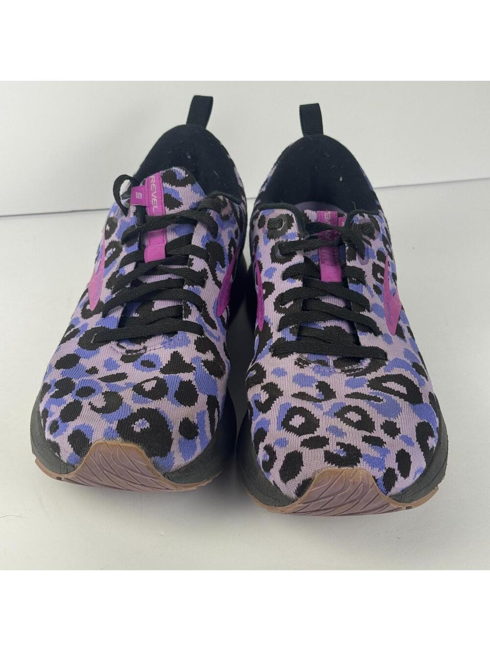Brooks Revel 5 Purple Leopard Print Athletic Running Shoes Womens Size 10 - Picture 5 of 11